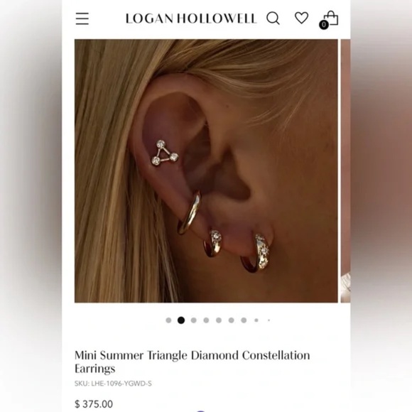 Logan Hollowell • Mini Summer Triangle Diamond Constellation Earrings - Picture 5 of 8